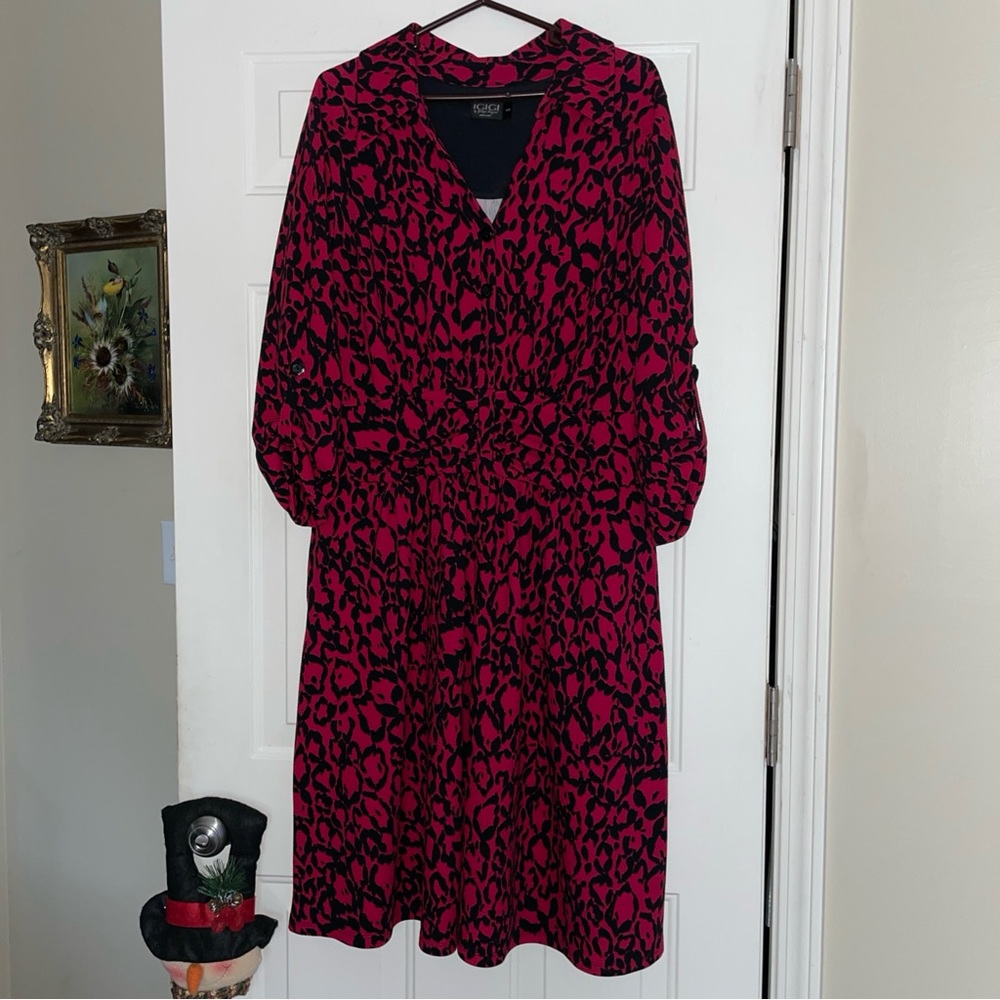 IGIGI Designer Red & Black Dress With 3/4 Sleeves (18/20)
